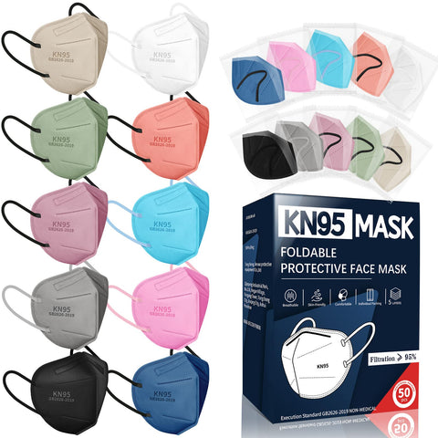 FENFEN KN95 face masks 50-pack in ten colors for daily wear