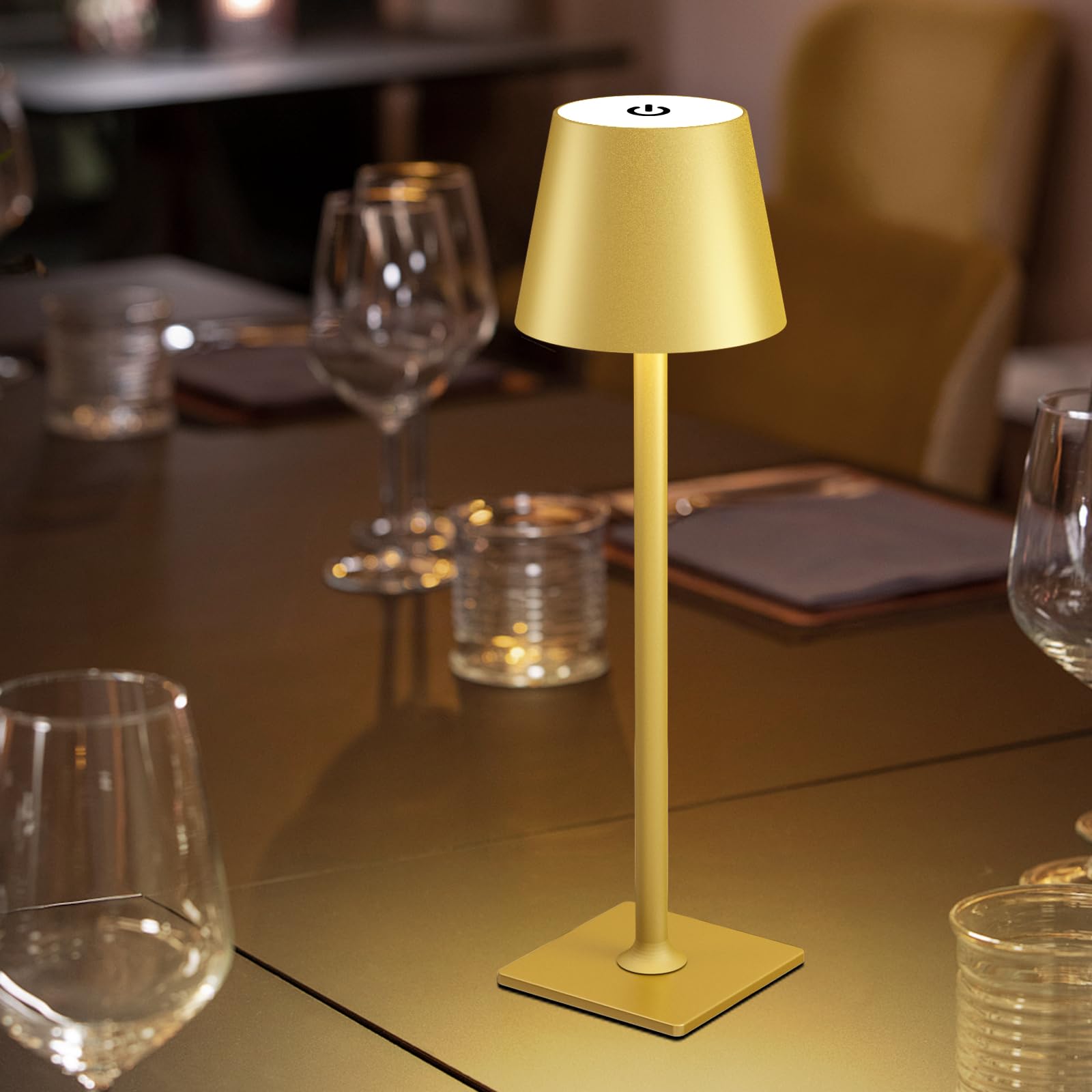 FenFud gold cordless lamp close-up emphasizes durable build for long-lasting use