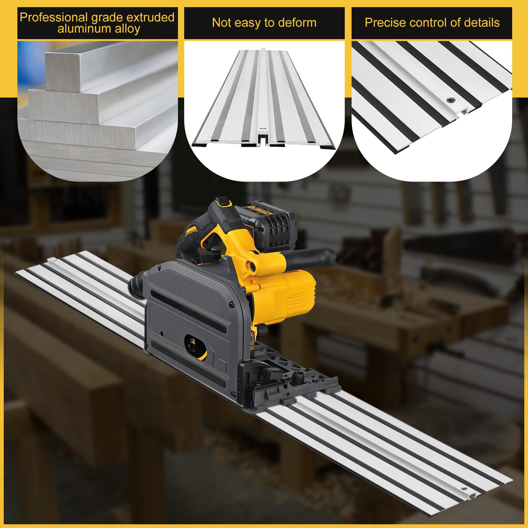 Durable guide rail system for repeated precise cuts