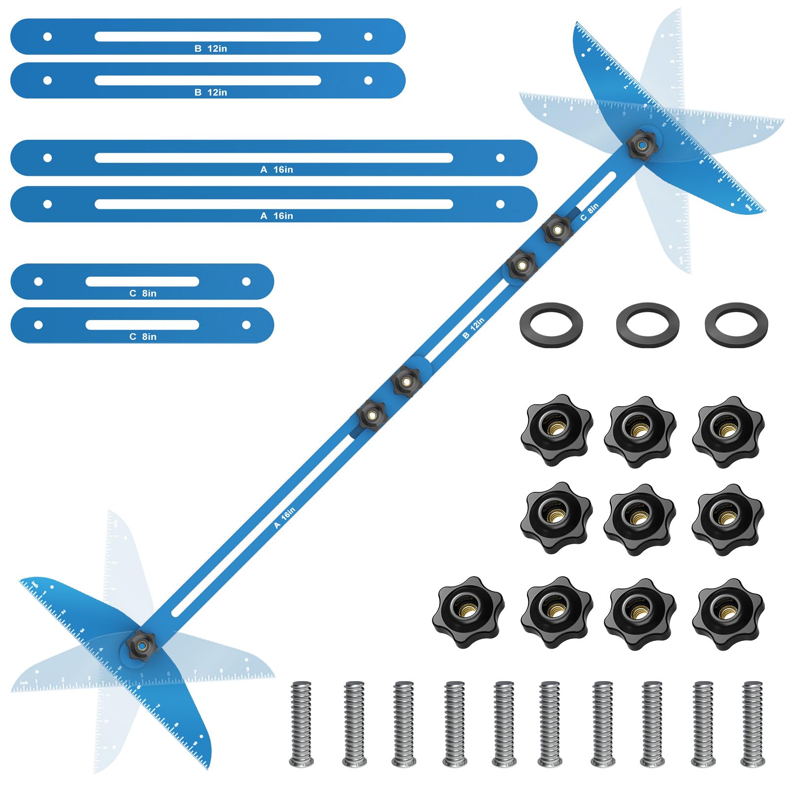 Fengone blue template tool for precise stair tread length and angle