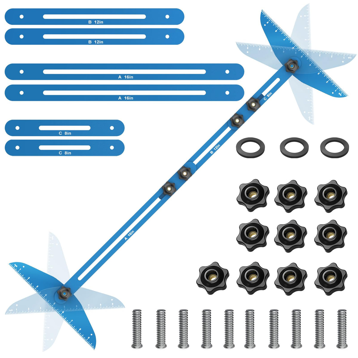 Fengone blue template tool for precise stair tread length and angle