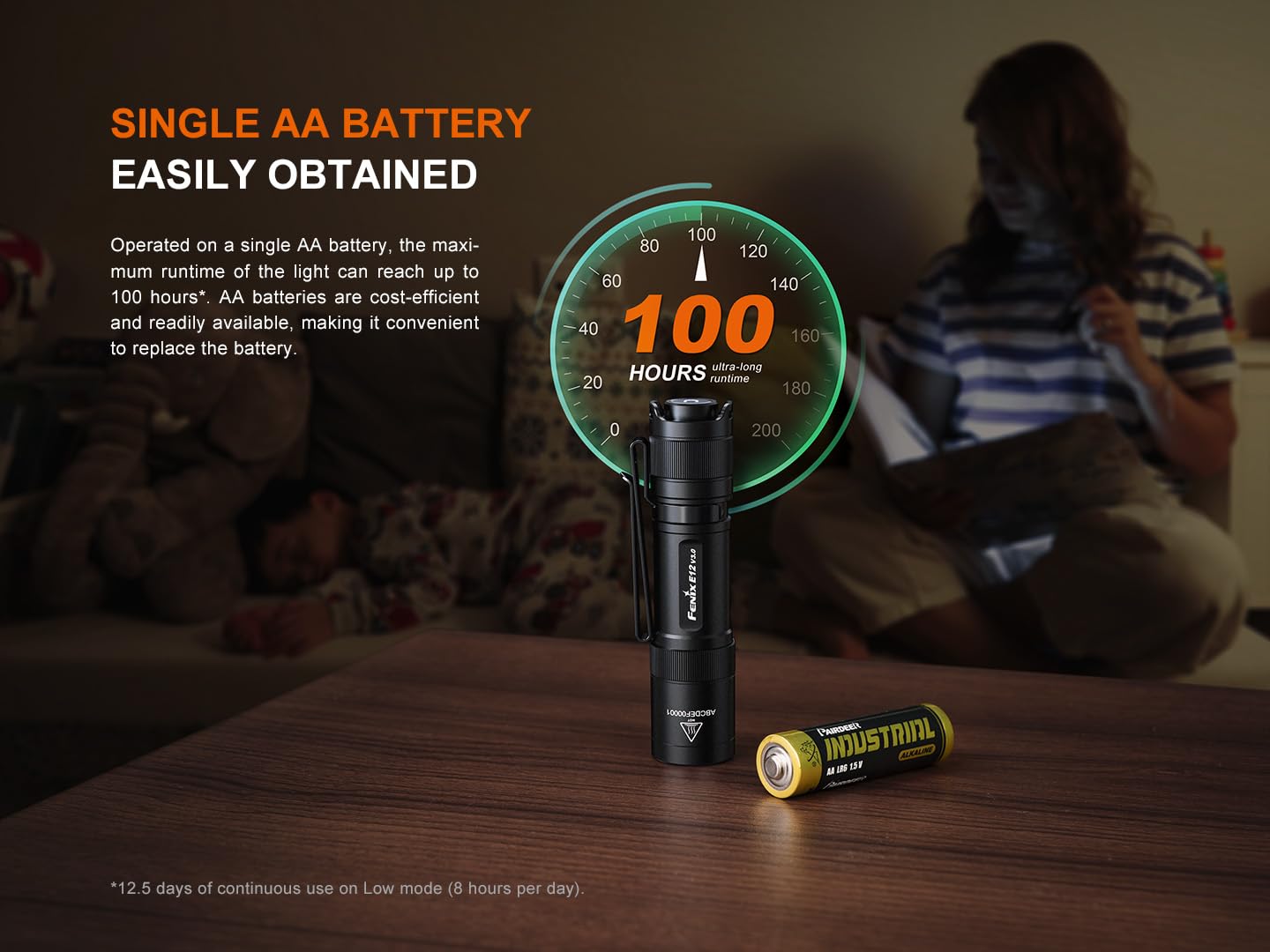 LumenTac Battery Organizer with Fenix E12 V3.0 for organized storage