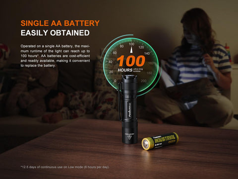 LumenTac Battery Organizer with Fenix E12 V3.0 for organized storage