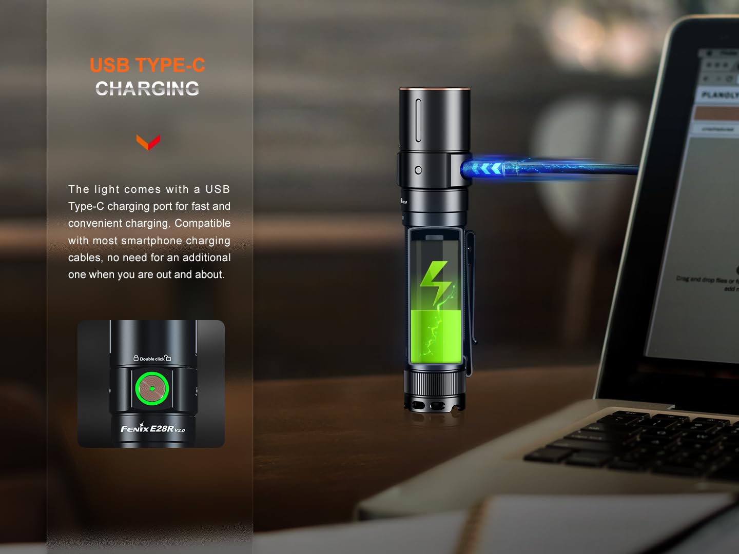 Fenix E28R V2.0 compact design fits easily in a pocket