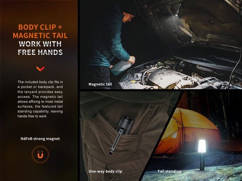 Fenix E35R aluminum body highlights rugged durability and impact resistance.
