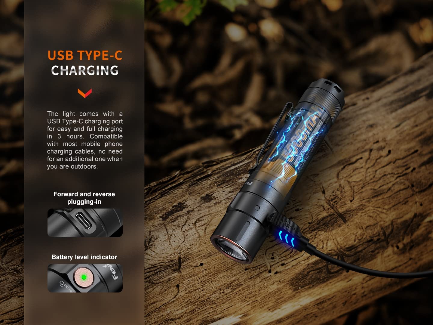 Fenix E35R compact pocket-size flashlight fits in a bag or pocket.