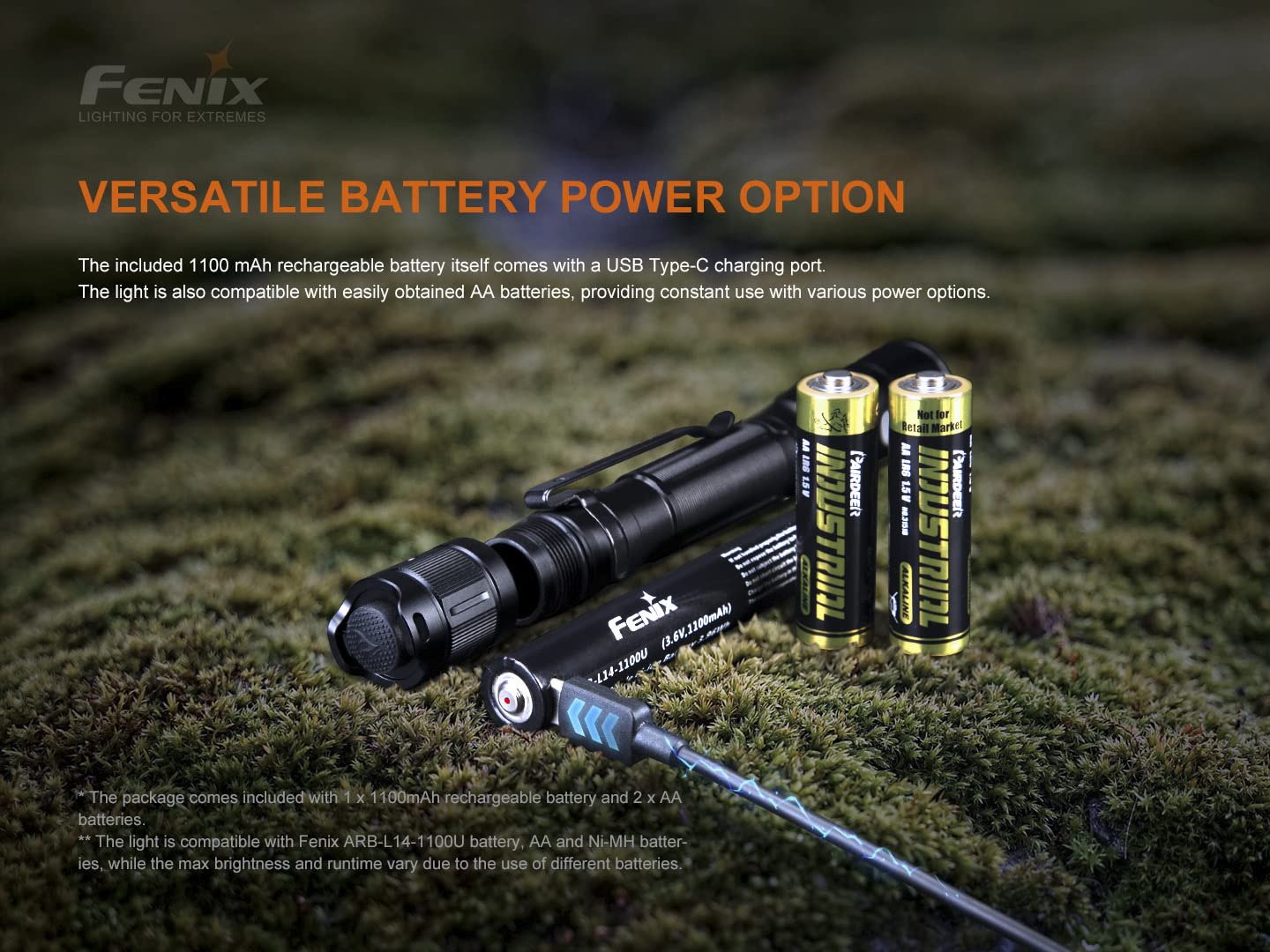 Fenix LD22 v2.0 included battery organizer keeps power organized.