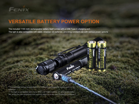 Fenix LD22 v2.0 included battery organizer keeps power organized.
