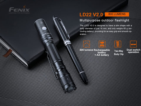 Fenix LD22 v2.0 rugged aluminum body withstands daily use.