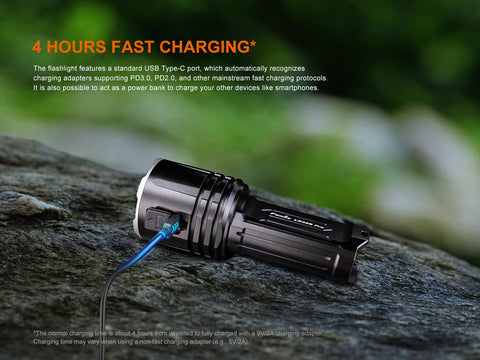 Fenix LR35R Pro battery indicator helps plan charging needs.