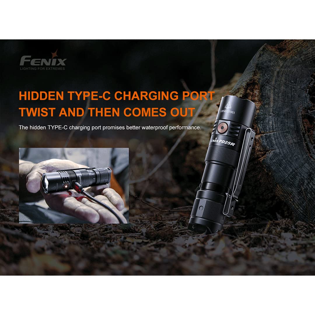 Fenix PD25R clip attachment to backpack or cap for versatile carry
