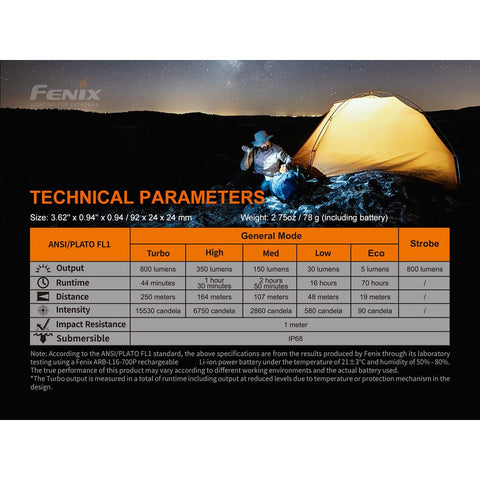 Fenix PD25R preinstalled ARB-L16-700P battery ready to use