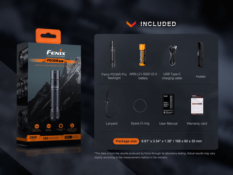 Fenix PD36R Pro two-way clip enables flexible carry and quick access.