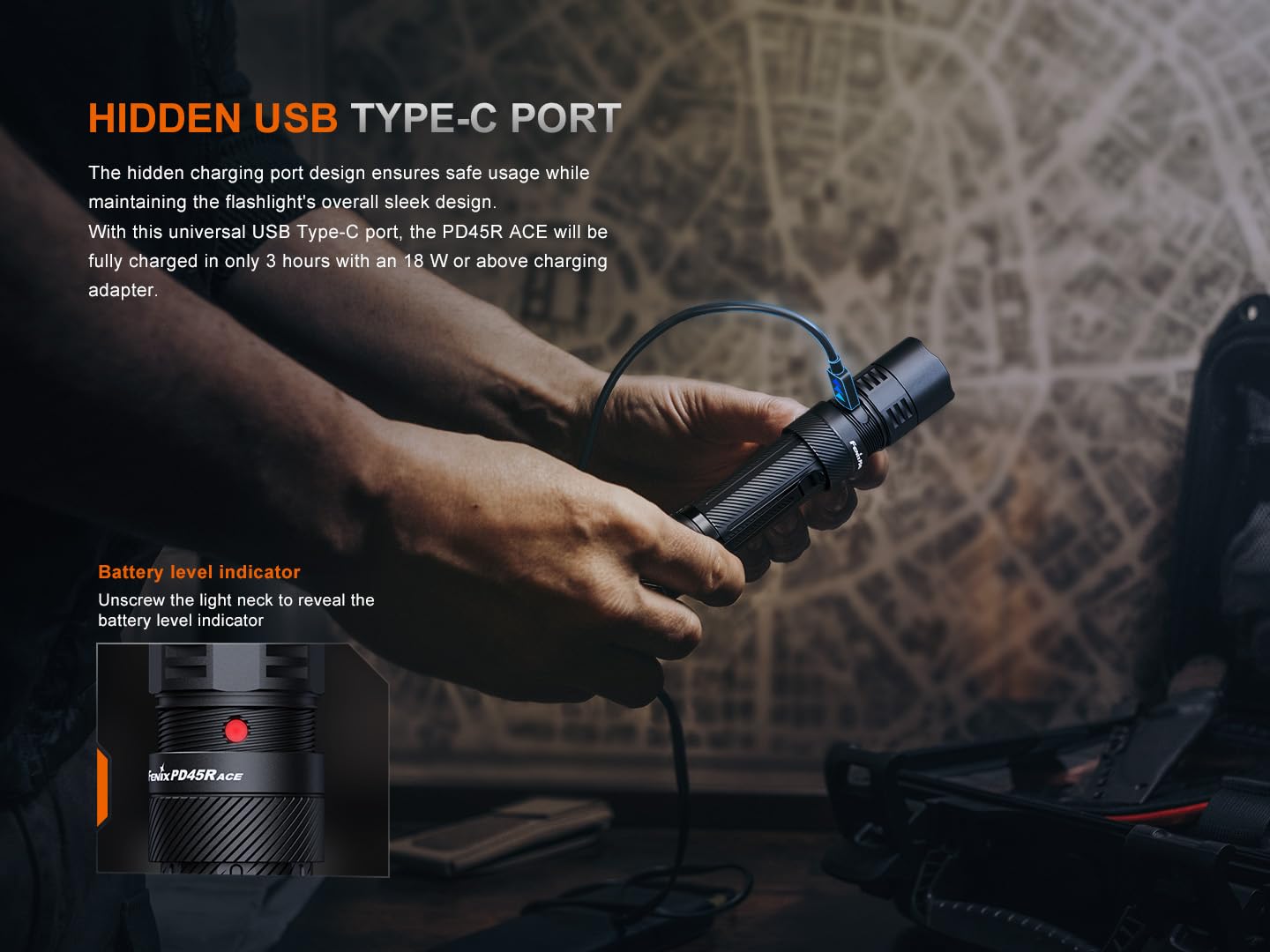Fenix PD45R ACE six preset levels offer flexible brightness control.