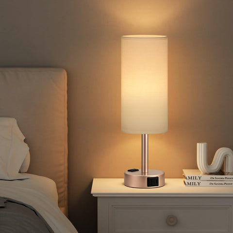 Fenmzee lamp with AC outlet for extra nighttime convenience