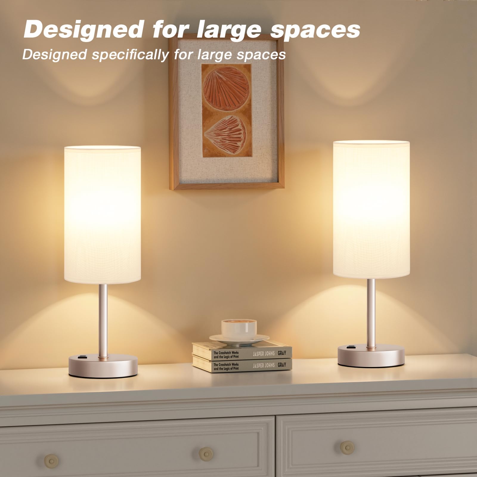 Fenmzee USB-A port on lamp provides convenient nightstand charging.