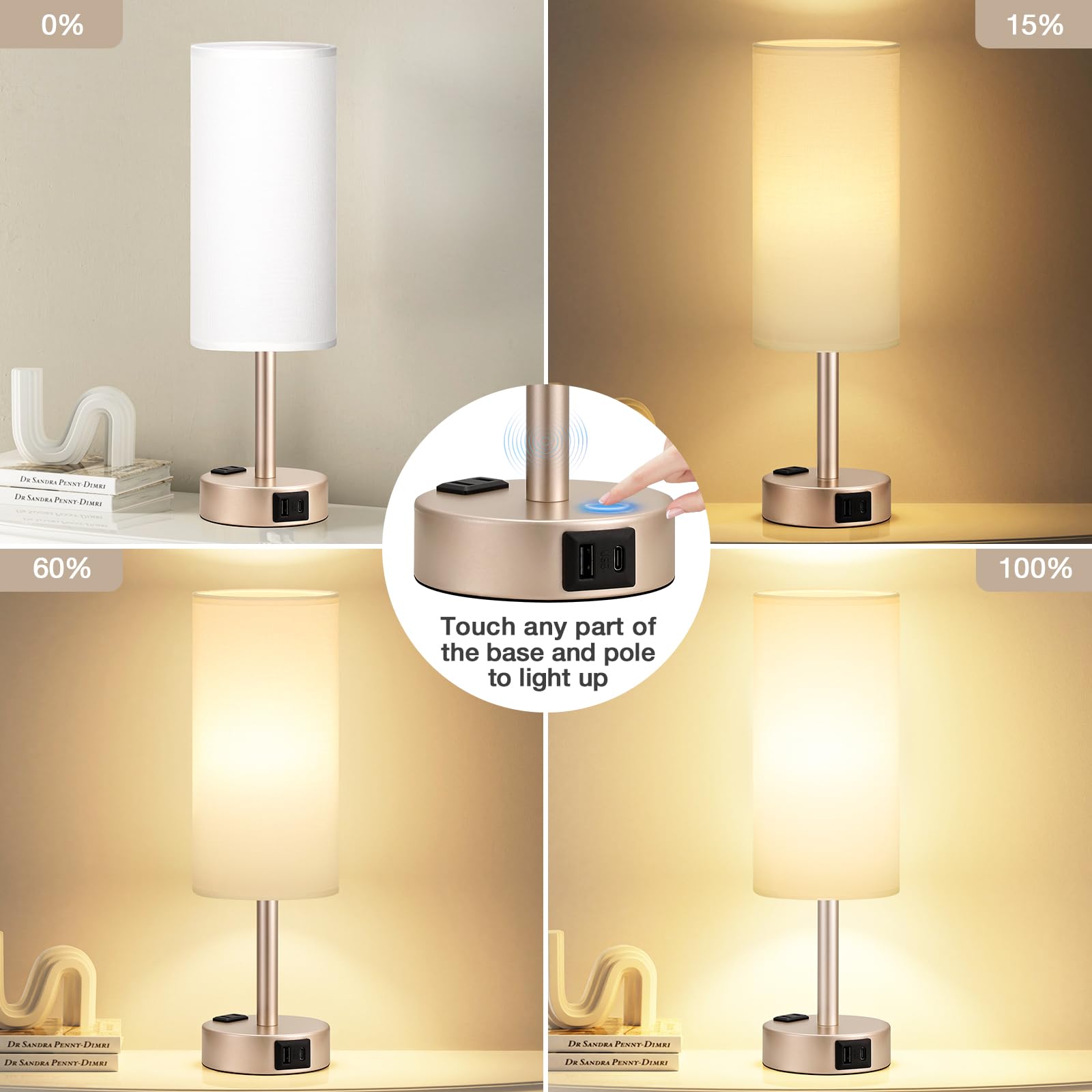 USB-C port on Fenmzee lamp for fast device charging at night
