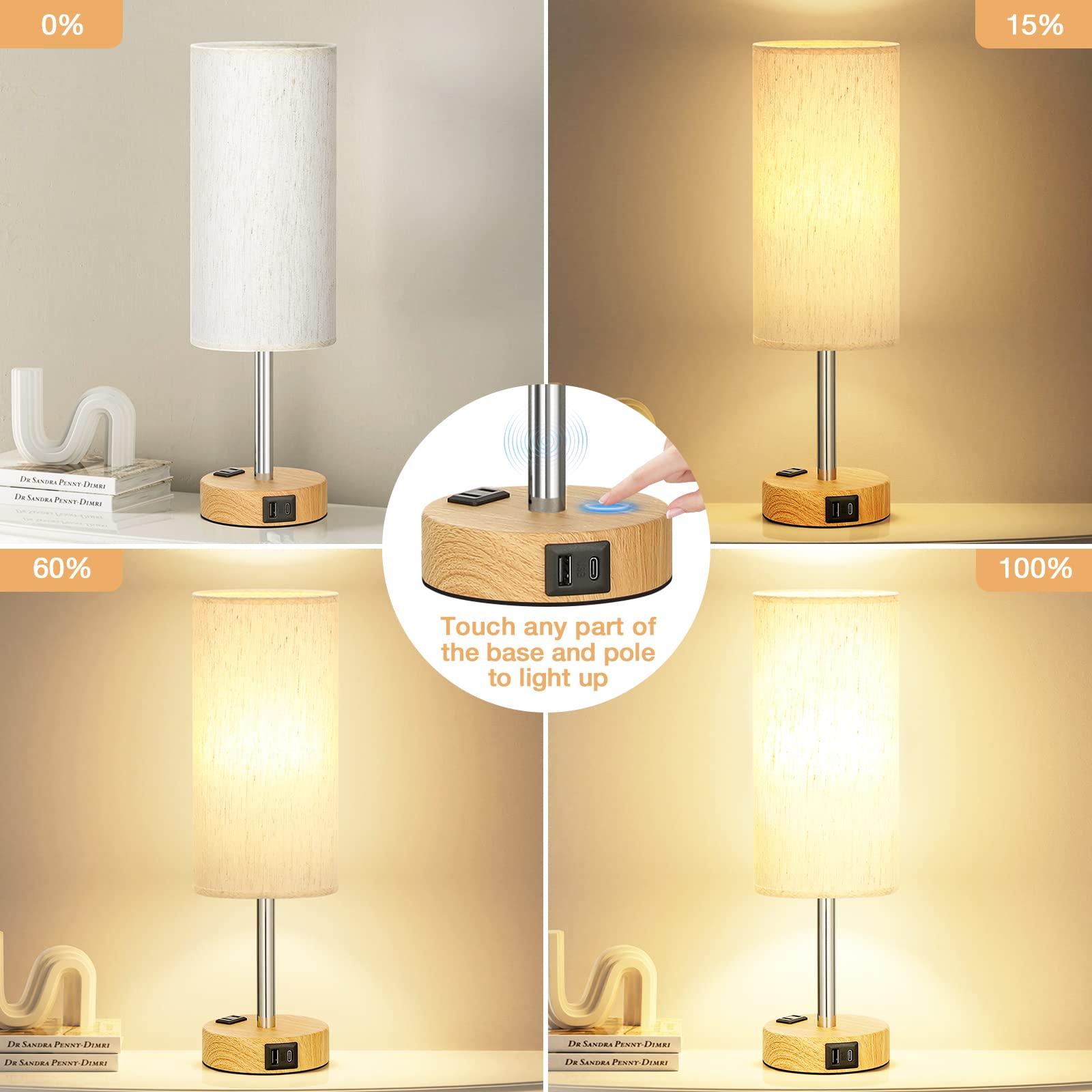 Fenmzee bedside lamp with flaxen shade complements cozy bedrooms.