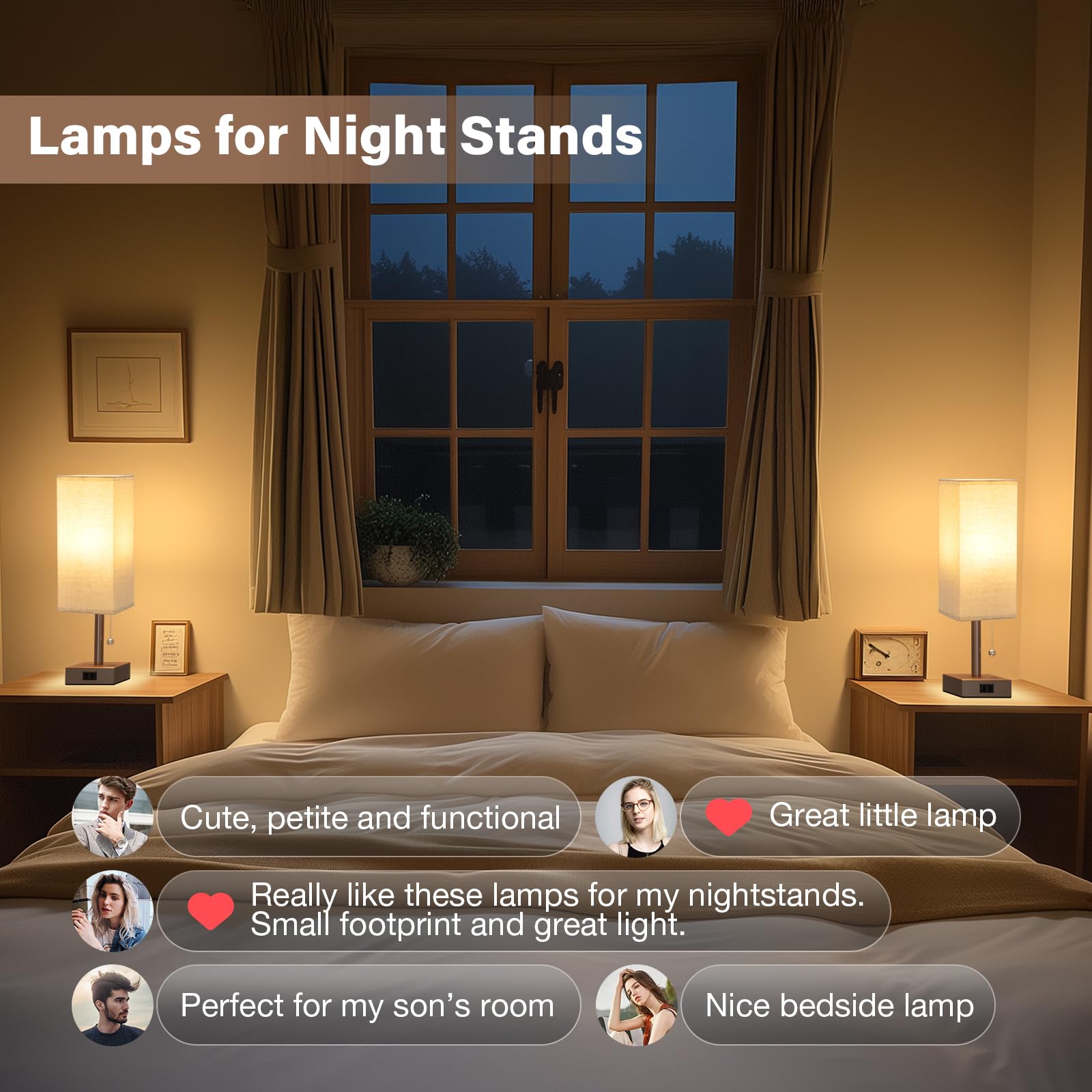 Fenmzee bedside lamps with non-flicker LED bulbs included