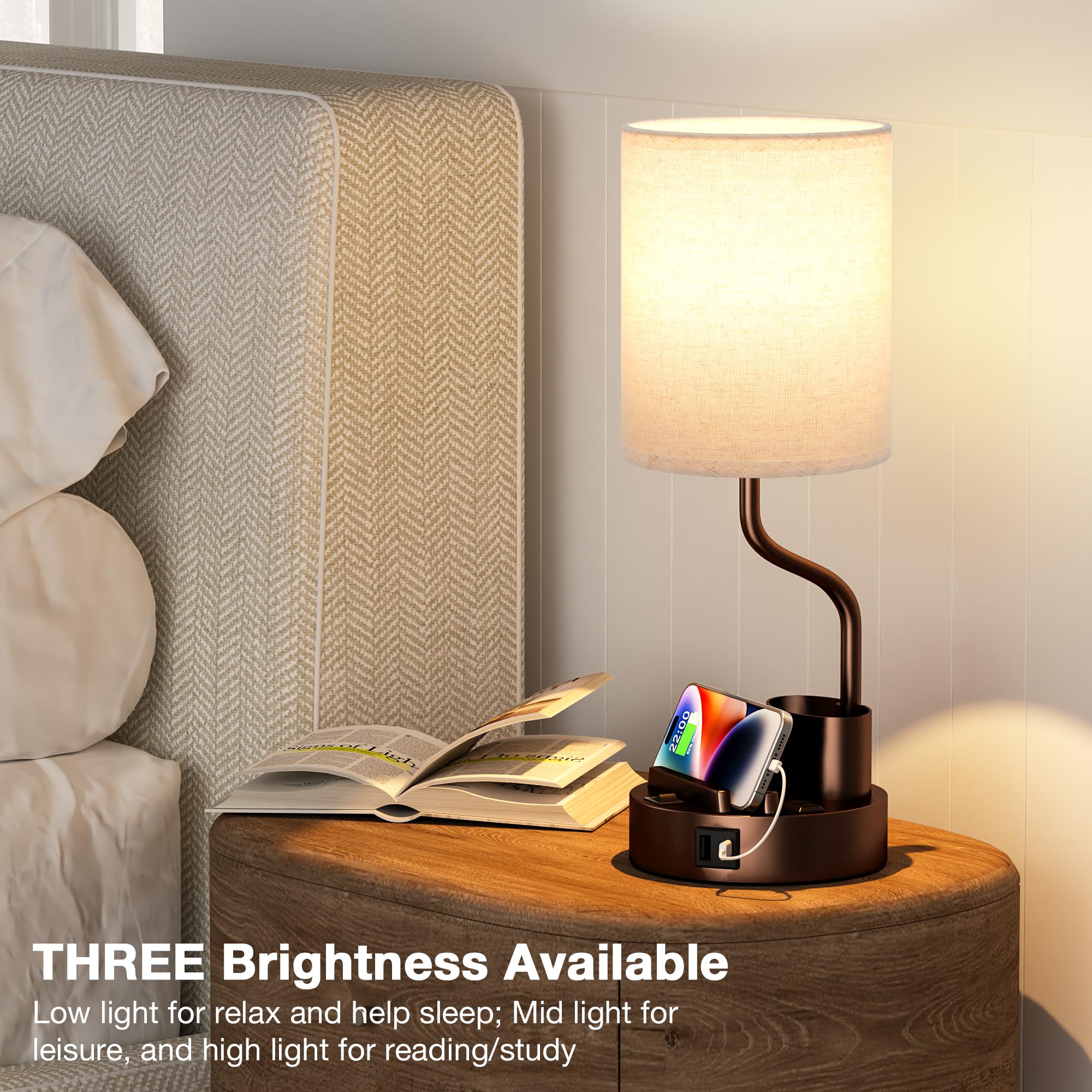 Fenmzee bedside lamps with three color temperature settings for adaptable mood