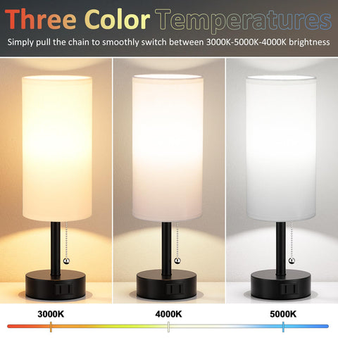 Fenmzee bedside lamp with three color temperatures for relaxed evenings, work, or study.