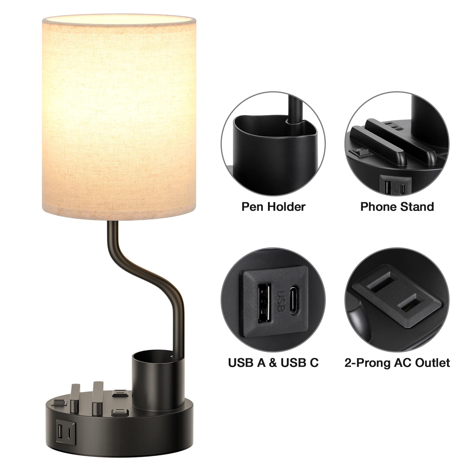 Fenmzee lamps ready to plug in on a nightstand or desk.