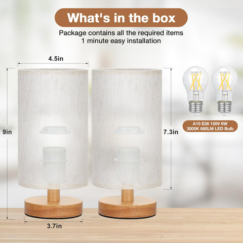 Fenmzee bedside lamps with inline control for easy one-hand operation