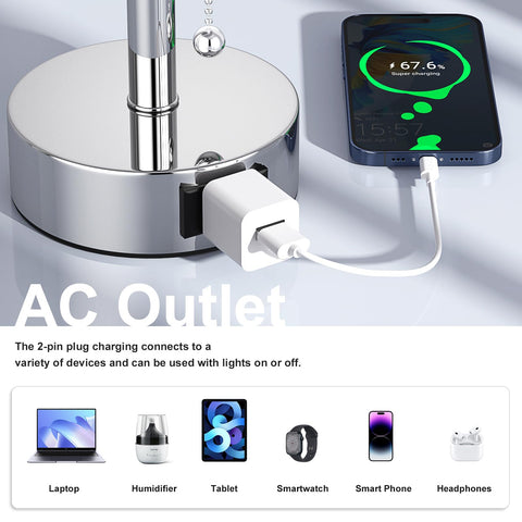 Fenmzee nightstand lamps with built-in AC outlet for charging devices