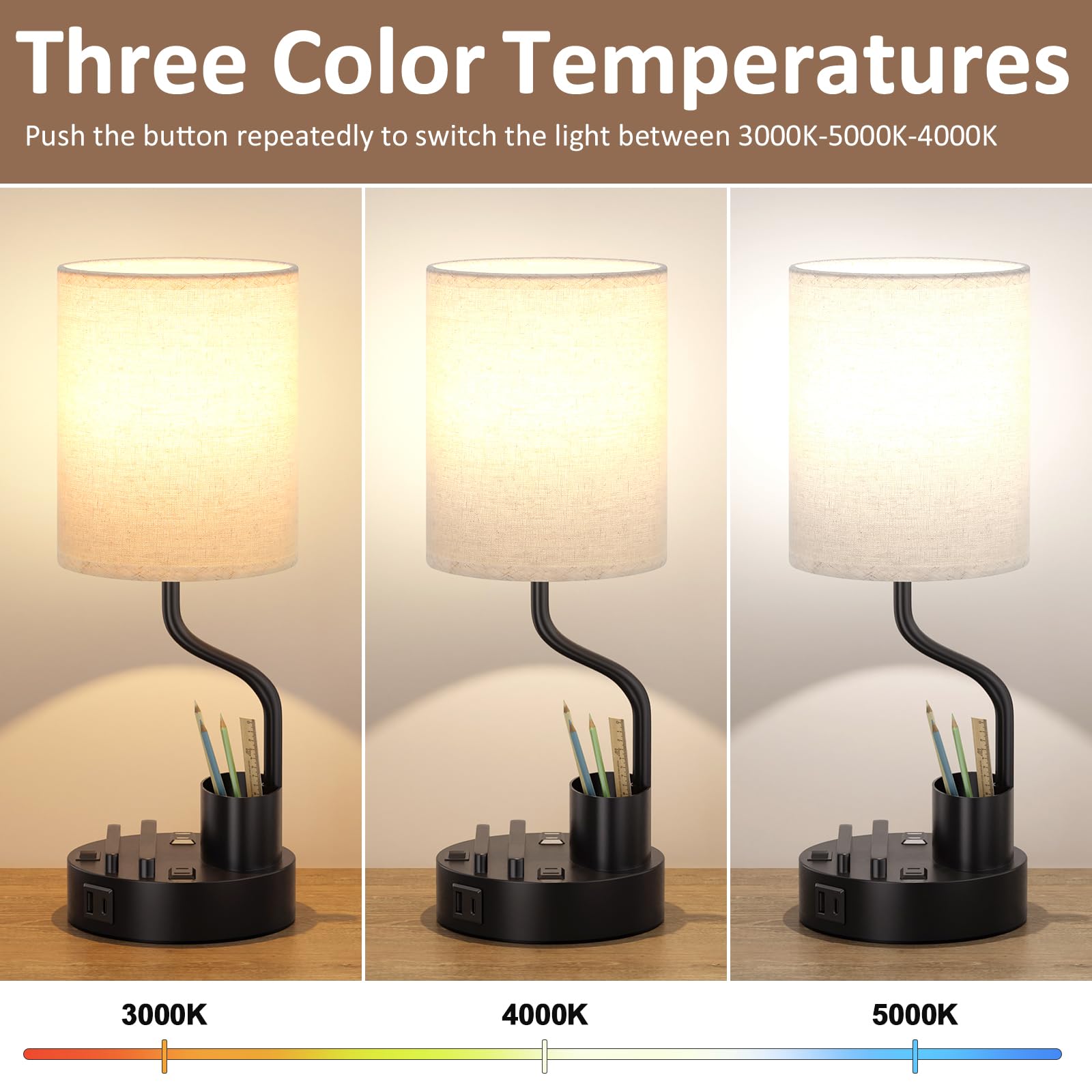 Fenmzee lamp features built-in phone holder and pen slot for organized study sessions.
