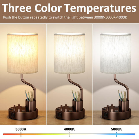 Fenmzee bedside lamps featuring phone holder and pen slot for easy access.