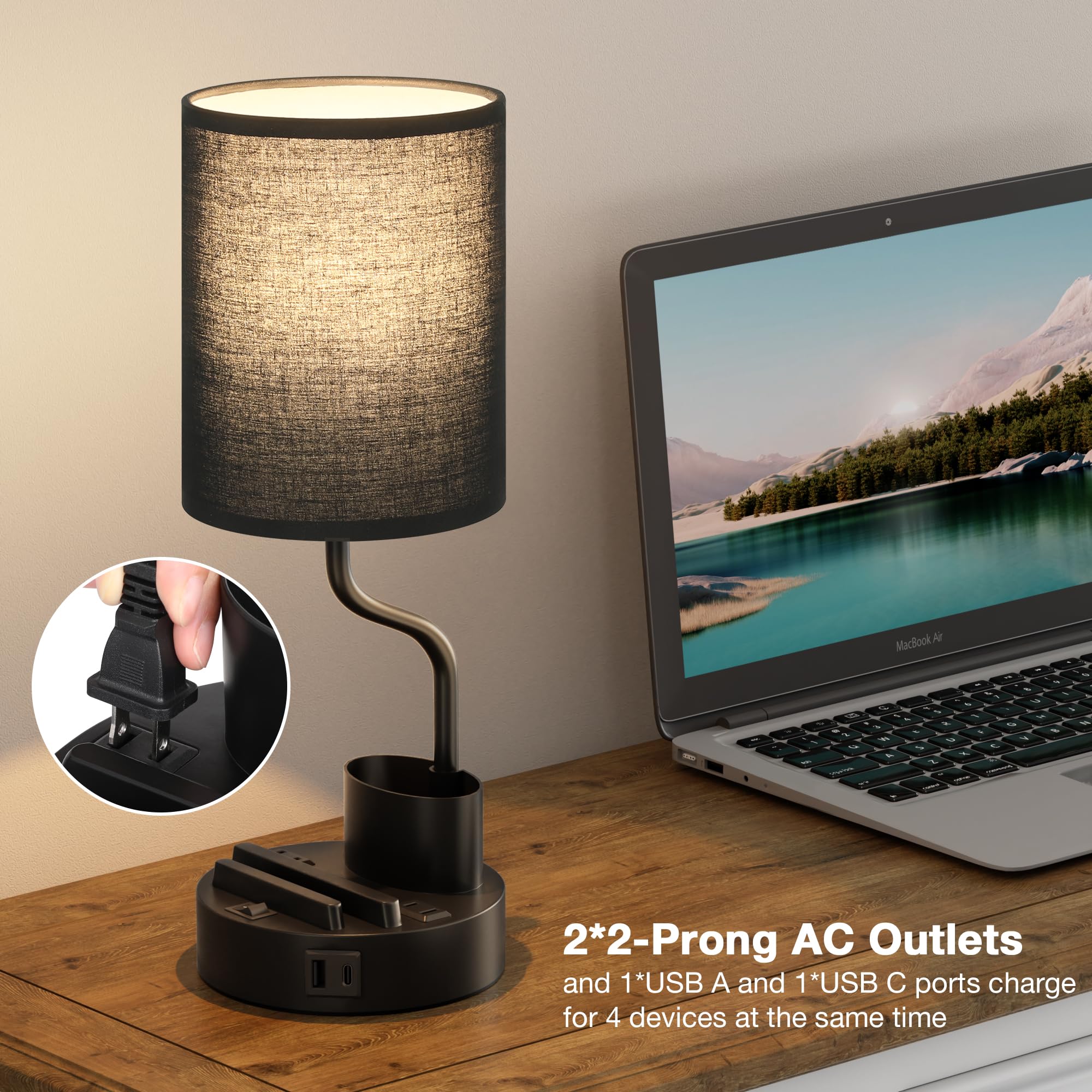 Fenmzee bedside lamp offers three color temperatures for customizable lighting.