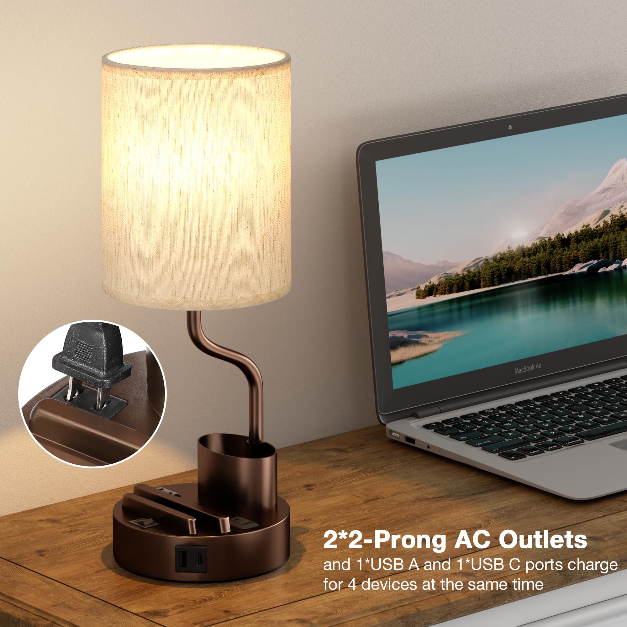 Fenmzee bedside lamp showing three color temperatures for versatile lighting.