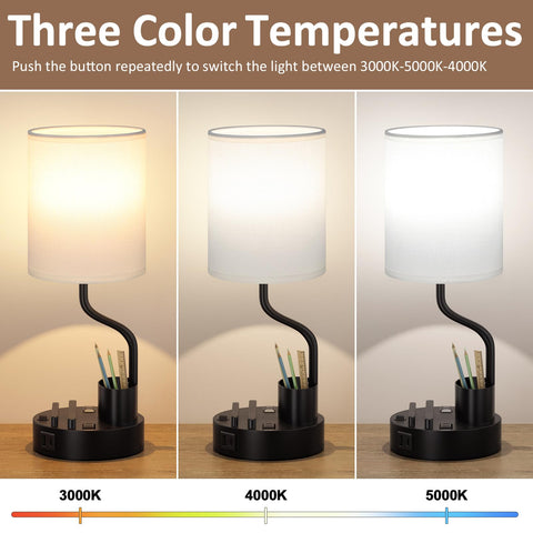 Fenmzee bedside lamps showing USB ports and charging capability