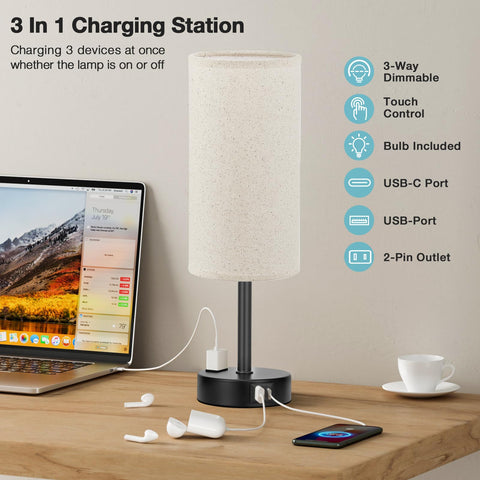 Fenmzee table lamp displaying 3-way dimming for mood control.