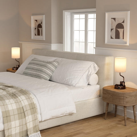 Fenmzee brown base cream shade lamp enhances decor and ambience