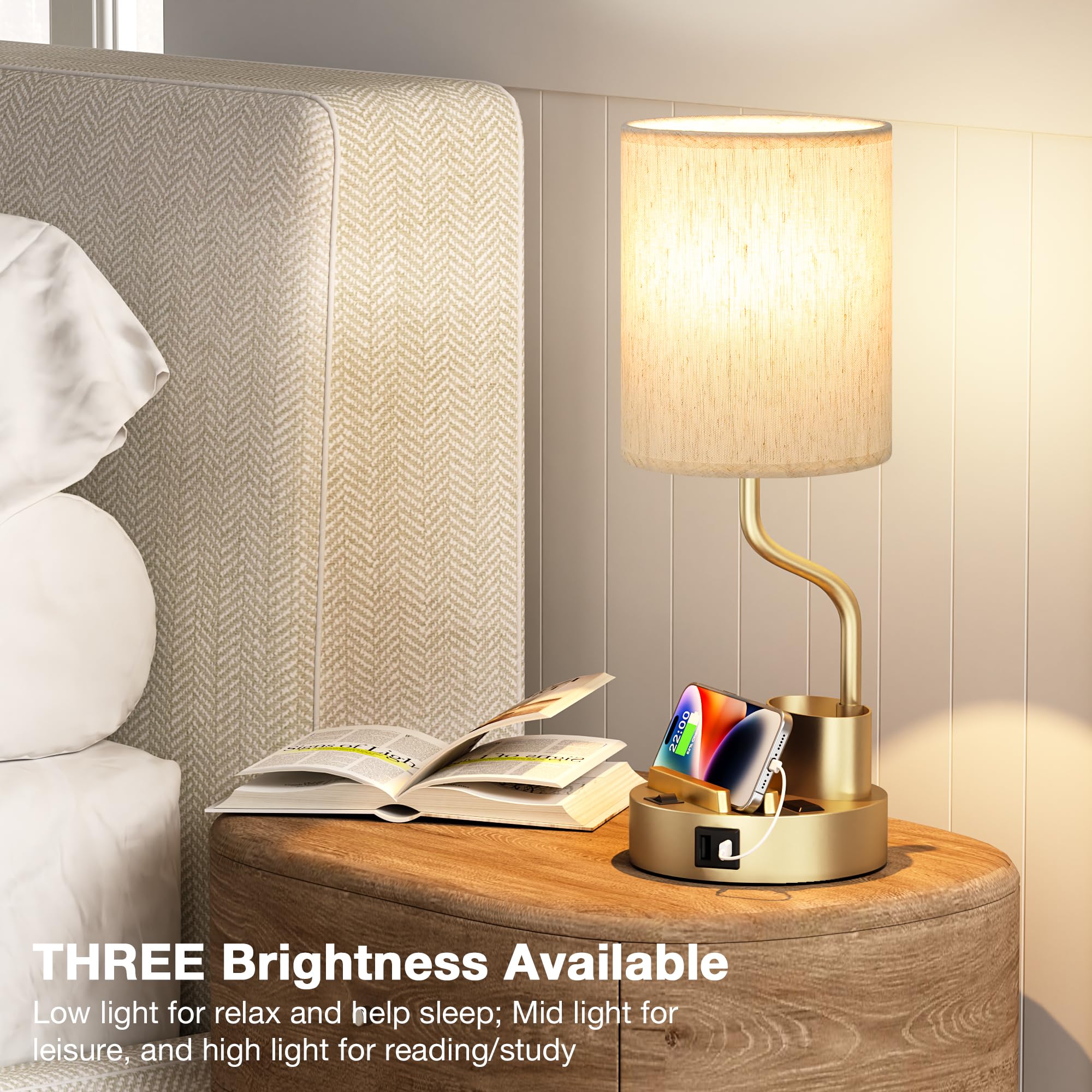 Fenmzee cream shade lamp suited for dorm rooms, living rooms, and offices.