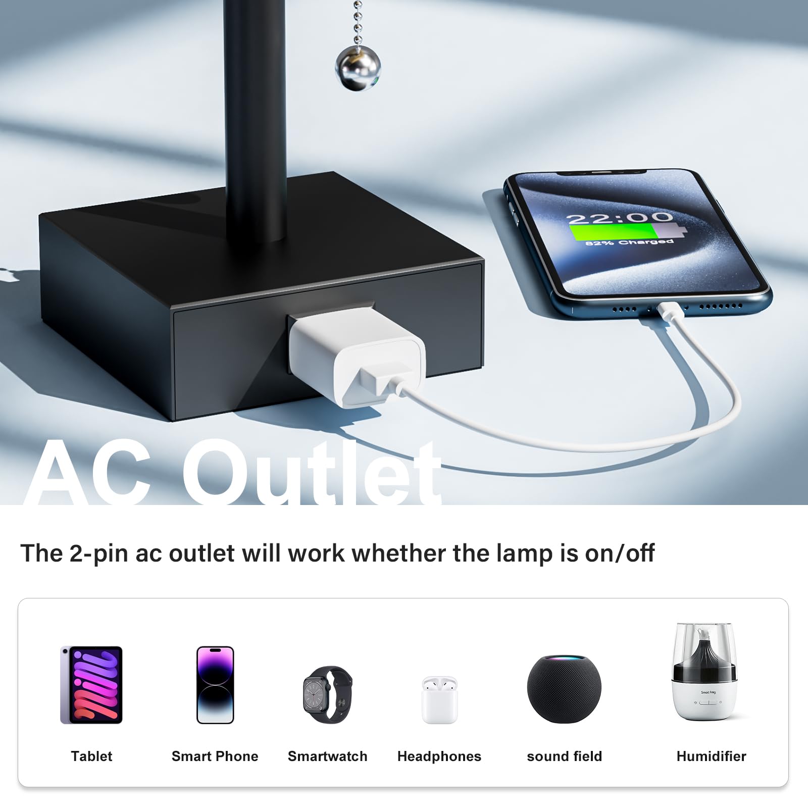 Fenmzee dorm room or office table lamp in a compact setup