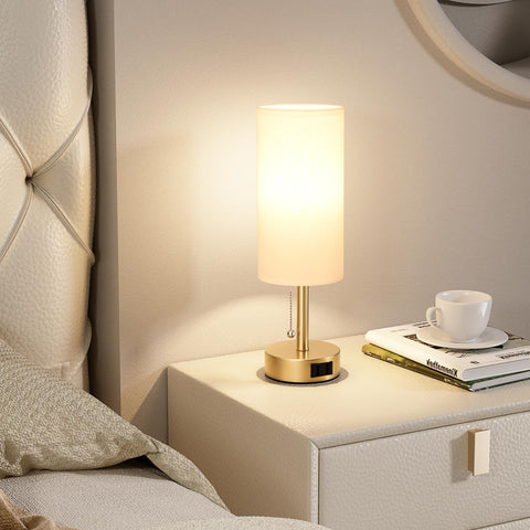 Fenmmzee Gold bedside lamp 2-pack showcasing compact, space-saving design