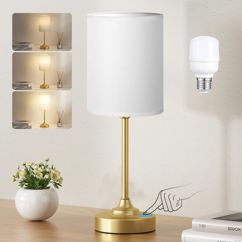 Fenmzee Gold nightstand lamp base with touch dimmer for customizable brightness.