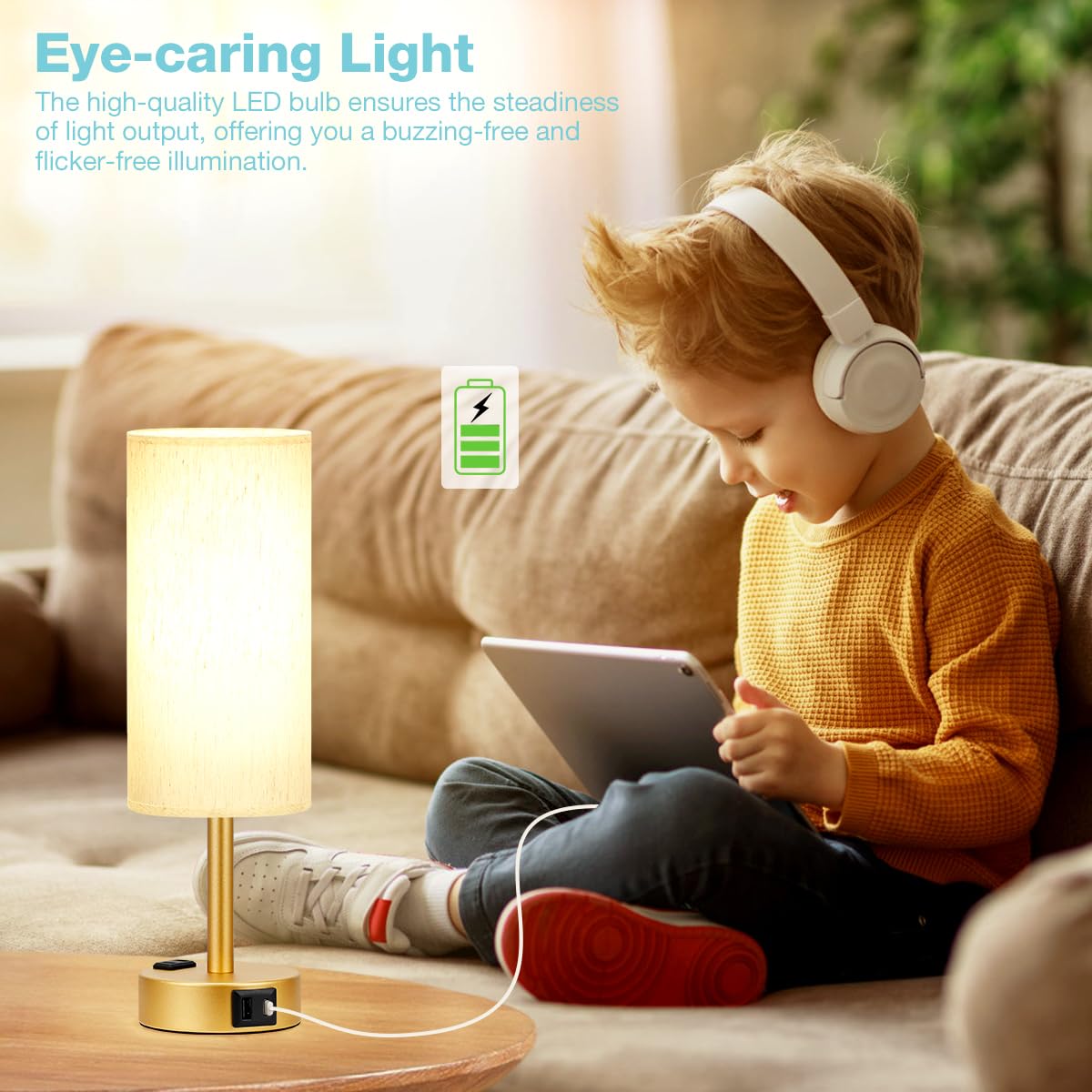 Fenmzee Gold Nightstand Lamp included LED bulb for instant use.