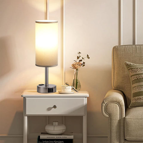 Fenmzee grey lamp ideal for bedroom, living room, or study.