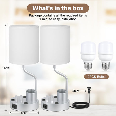 Fenmzee modern grey table lamp complements bedroom or office decor.