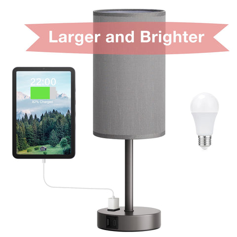Fenmzee grey nightstand lamp designed for larger spaces like bedrooms or living rooms.