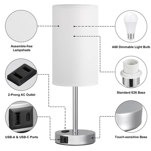 Fenmzee lamp's multiple ports keep phones and accessories powered.