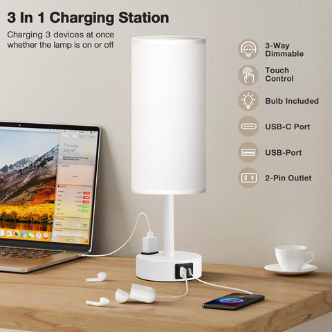 Fenmzee bedside lamp shade in flaxen fabric adding soft glow.