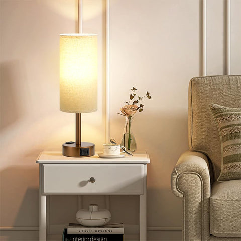 Fenmzee modern nightstand lamp featuring sturdy metal base.