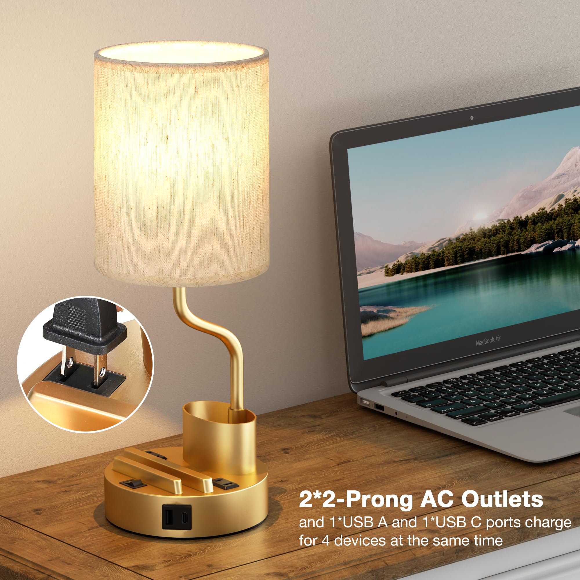 Fenmzee modern nightstand lamp with plug and play setup for quick room upgrade.