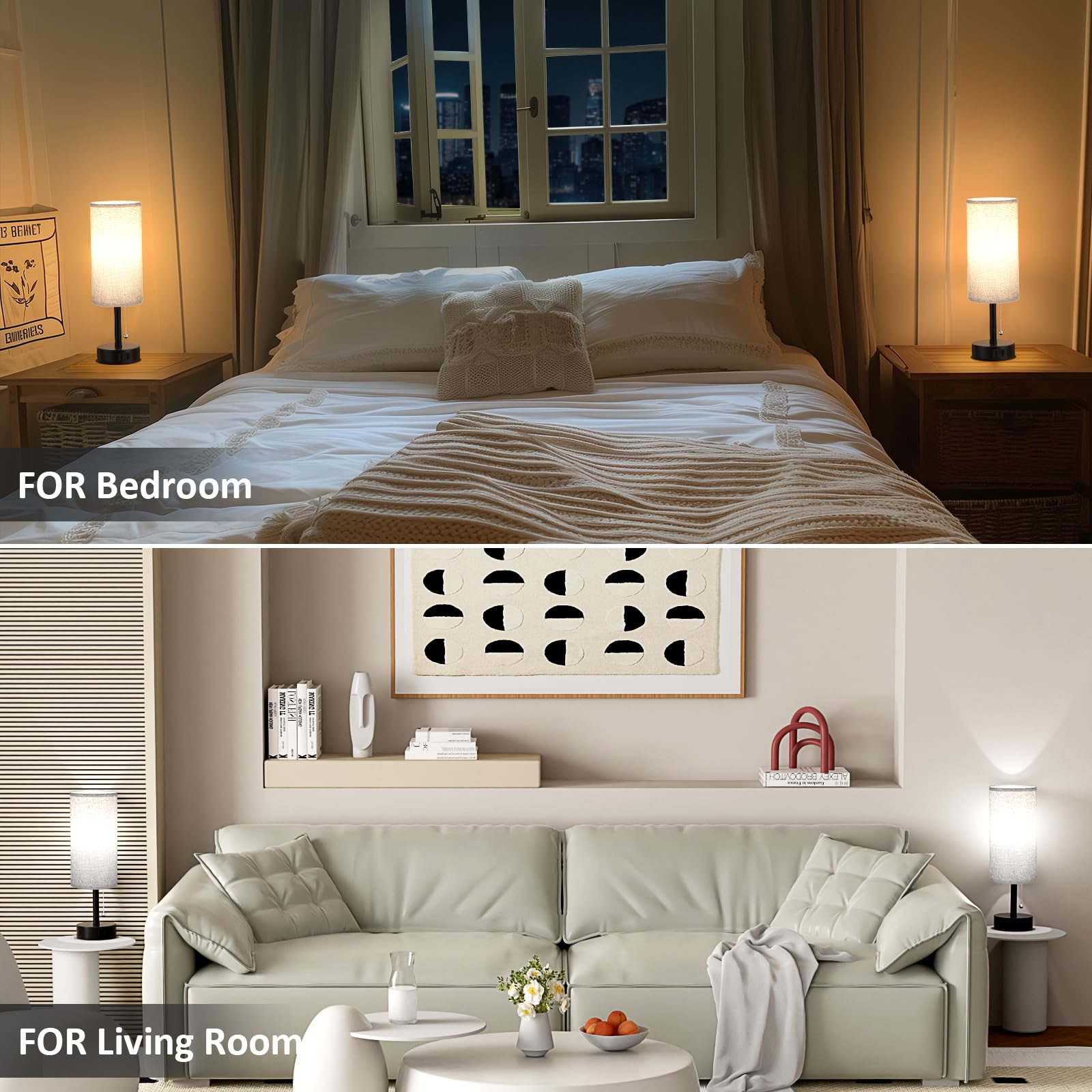 Fenmzee compact night stand lamp fits small bedrooms with space-saving design.