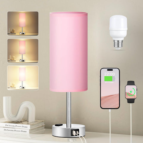 Fenmzee pink lamp with touch control for bedside brightness adjustment