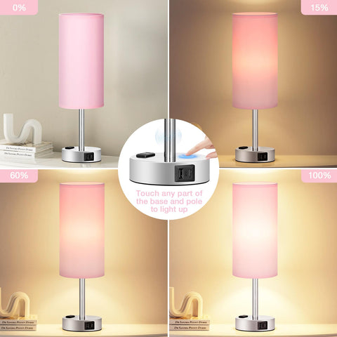 Fenmzee pink lamp showing USB-C port for device charging
